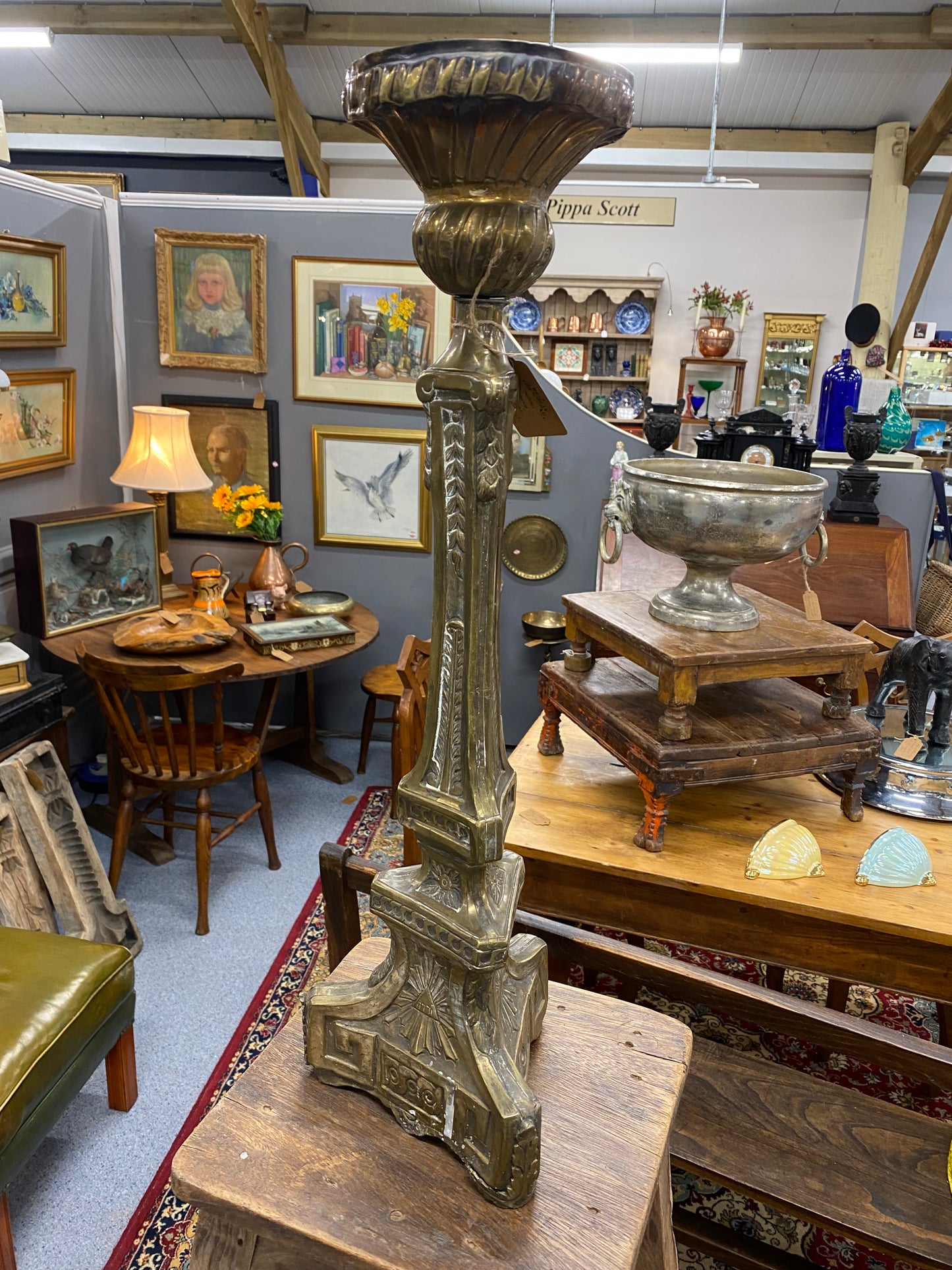 Large brass ecclesiastical candlestick