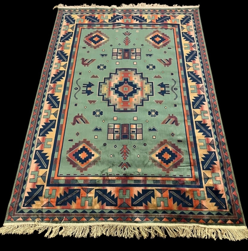 Vintage Ankara Aztec/Persian silk rug