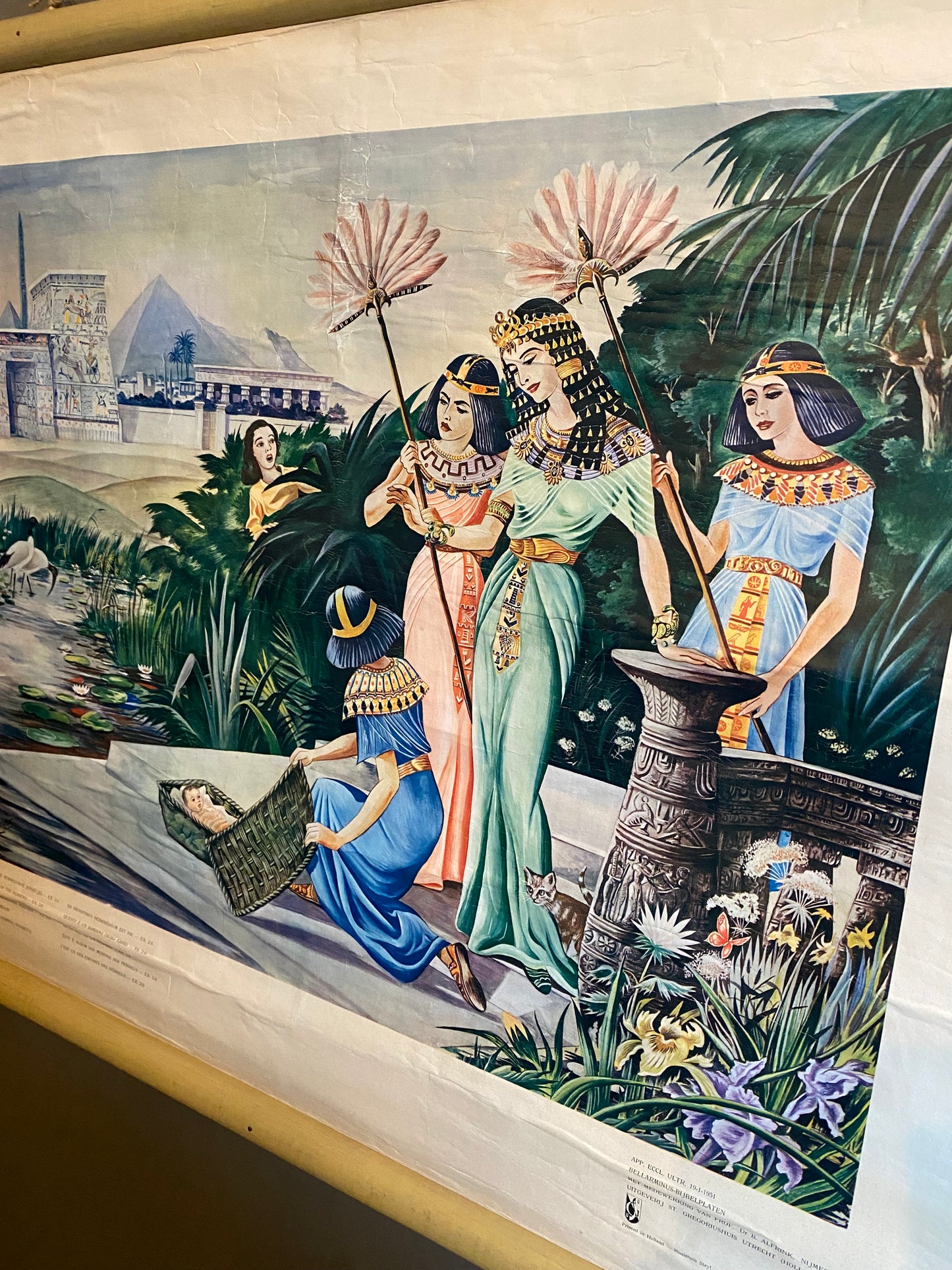Dutch Biblical teaching aid, print by Ben Horsthuis on canvas. Circa 1950’s