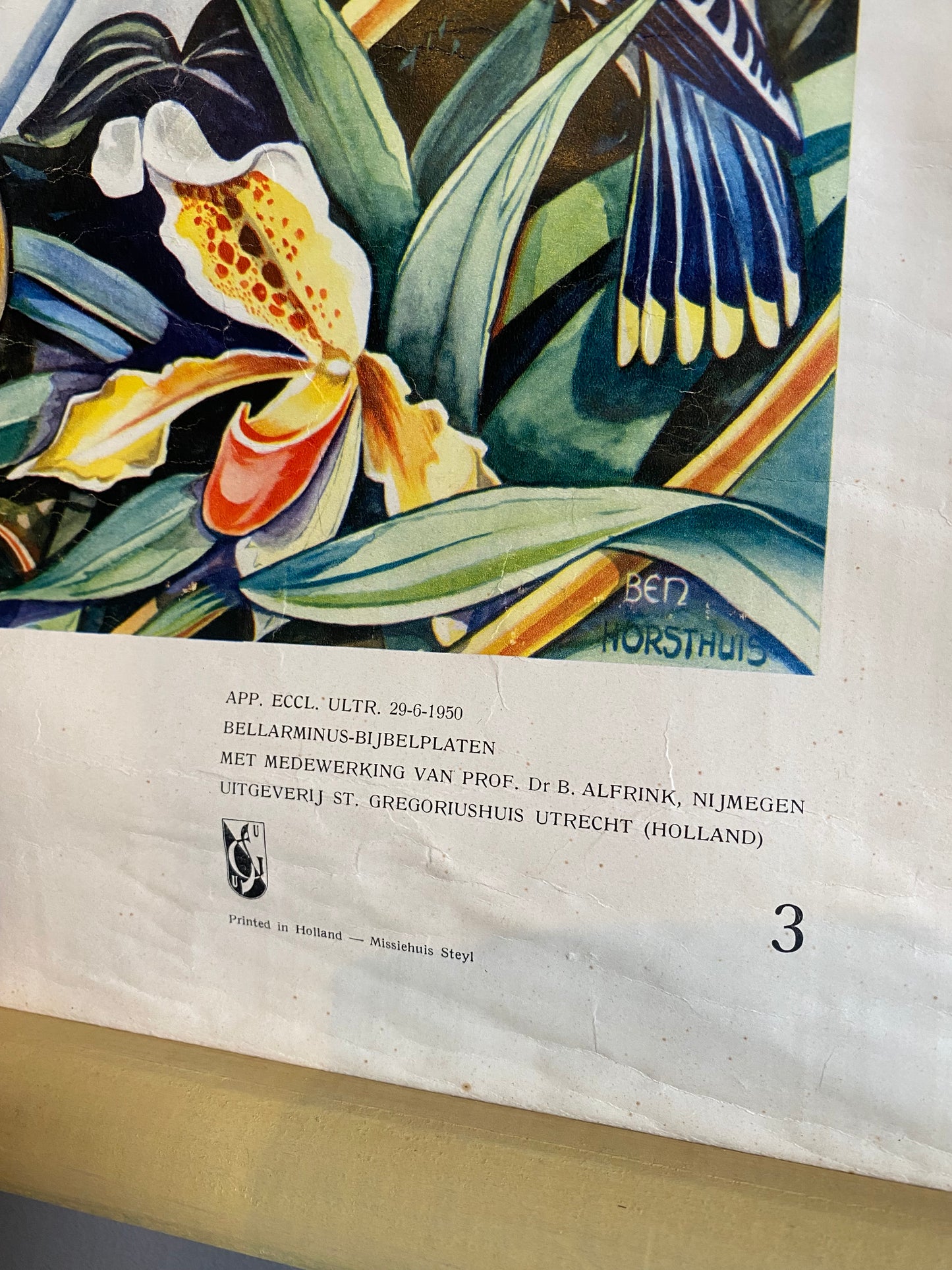 Dutch Biblical teaching aid, print by Ben Horsthuis on canvas. Circa 1950’s