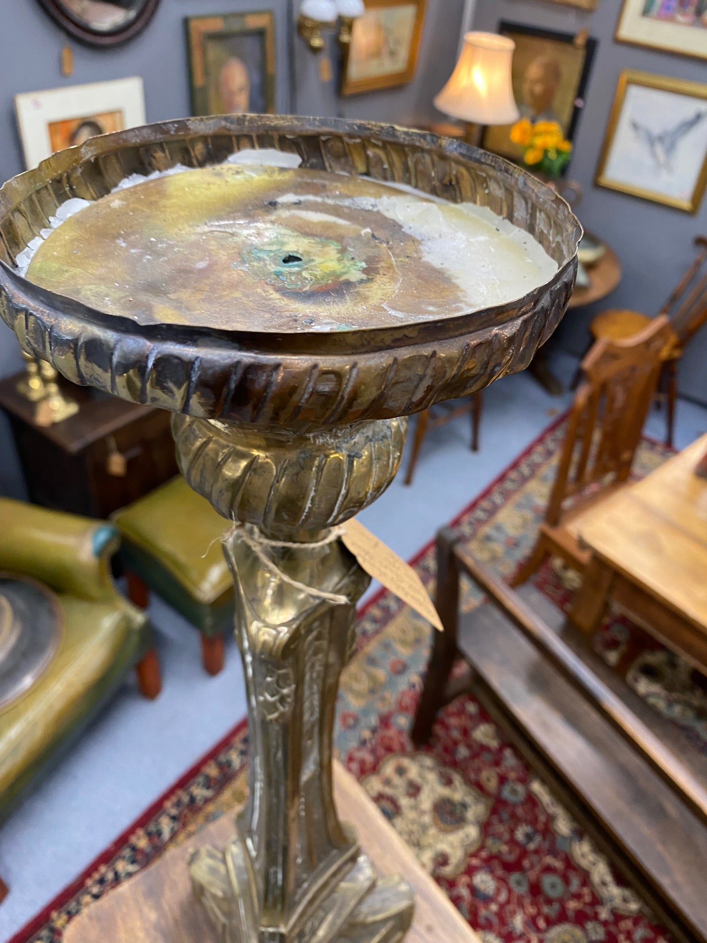 Large brass ecclesiastical candlestick