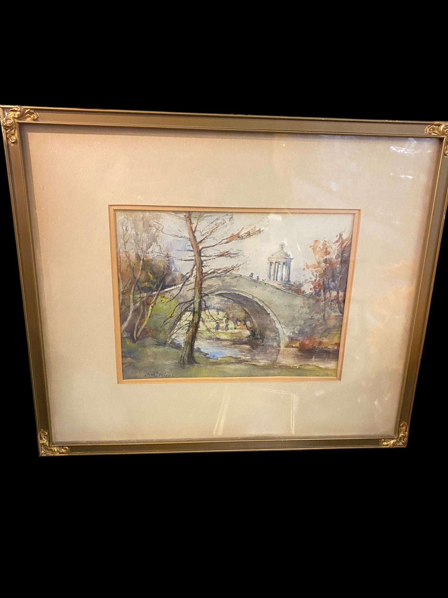 Early 20th Century framed watercolour by John McNicol, titled ‘Brig O’Doon’