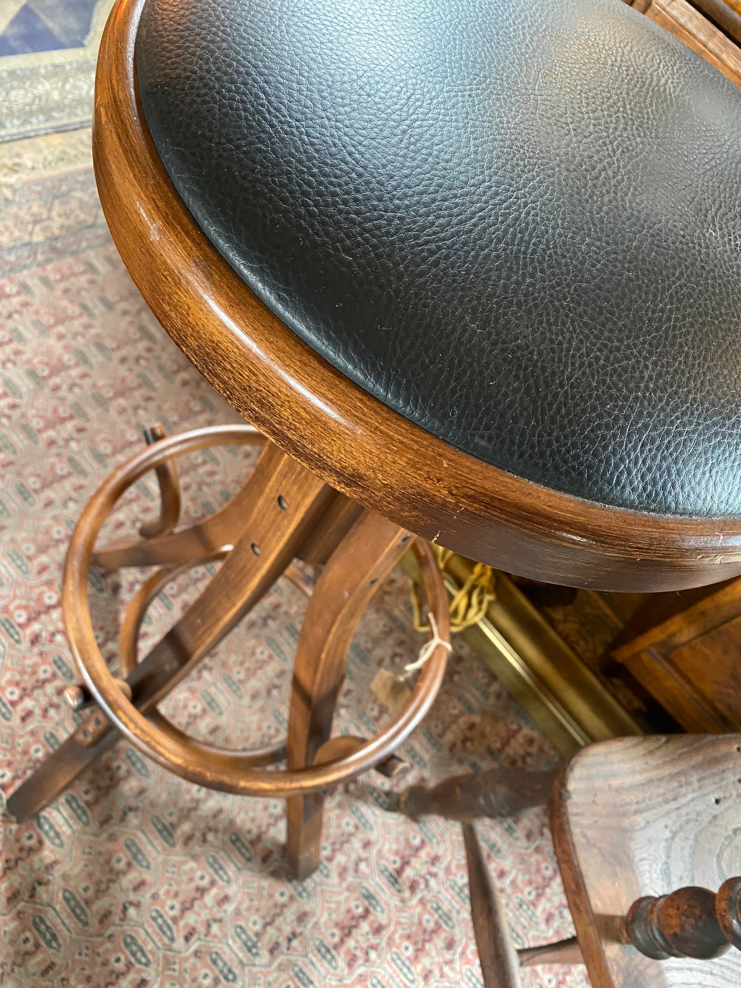 Vintage oak architect swivel stool