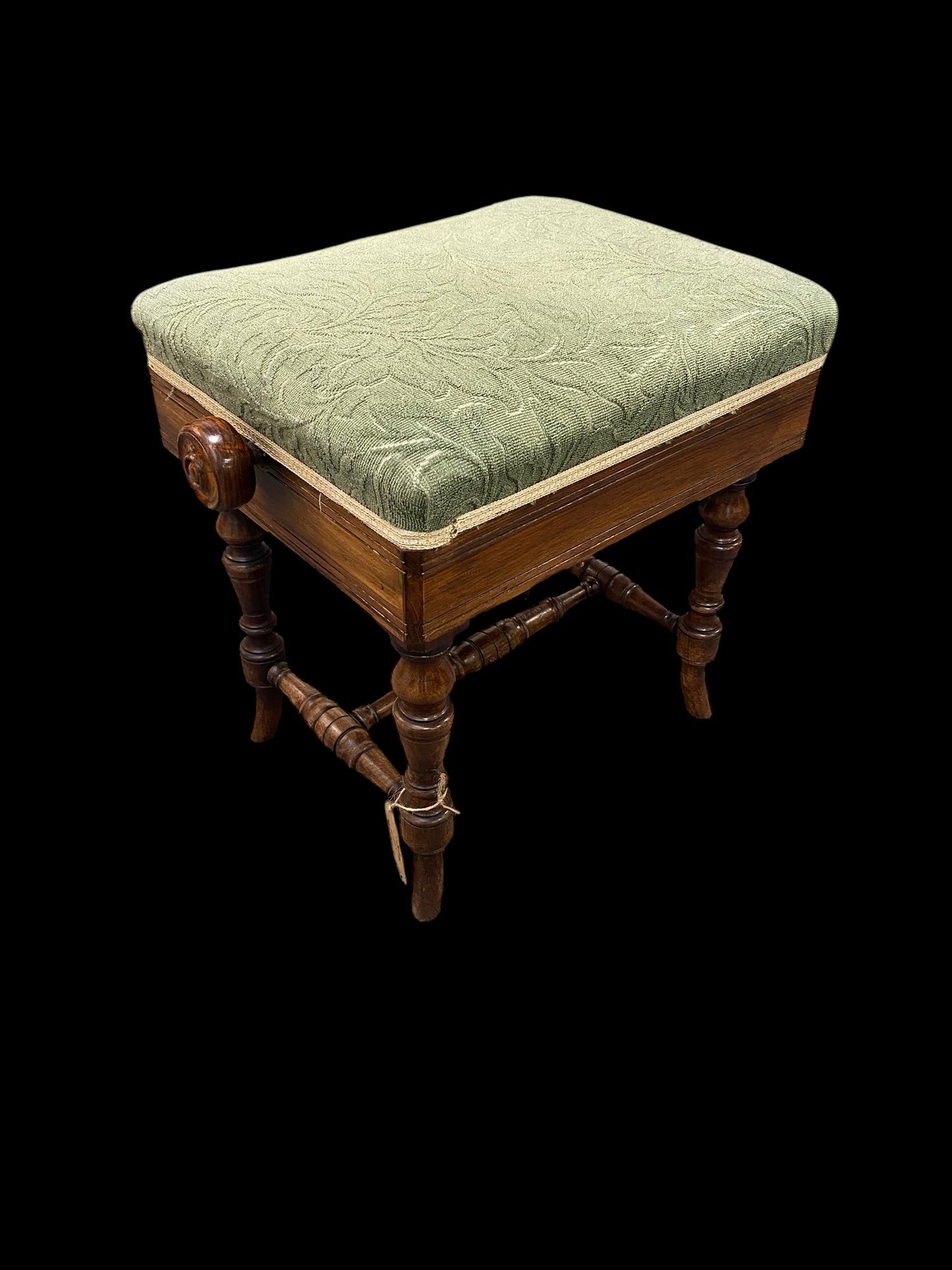 Victorian rosewood and walnut adjustable piano stool
