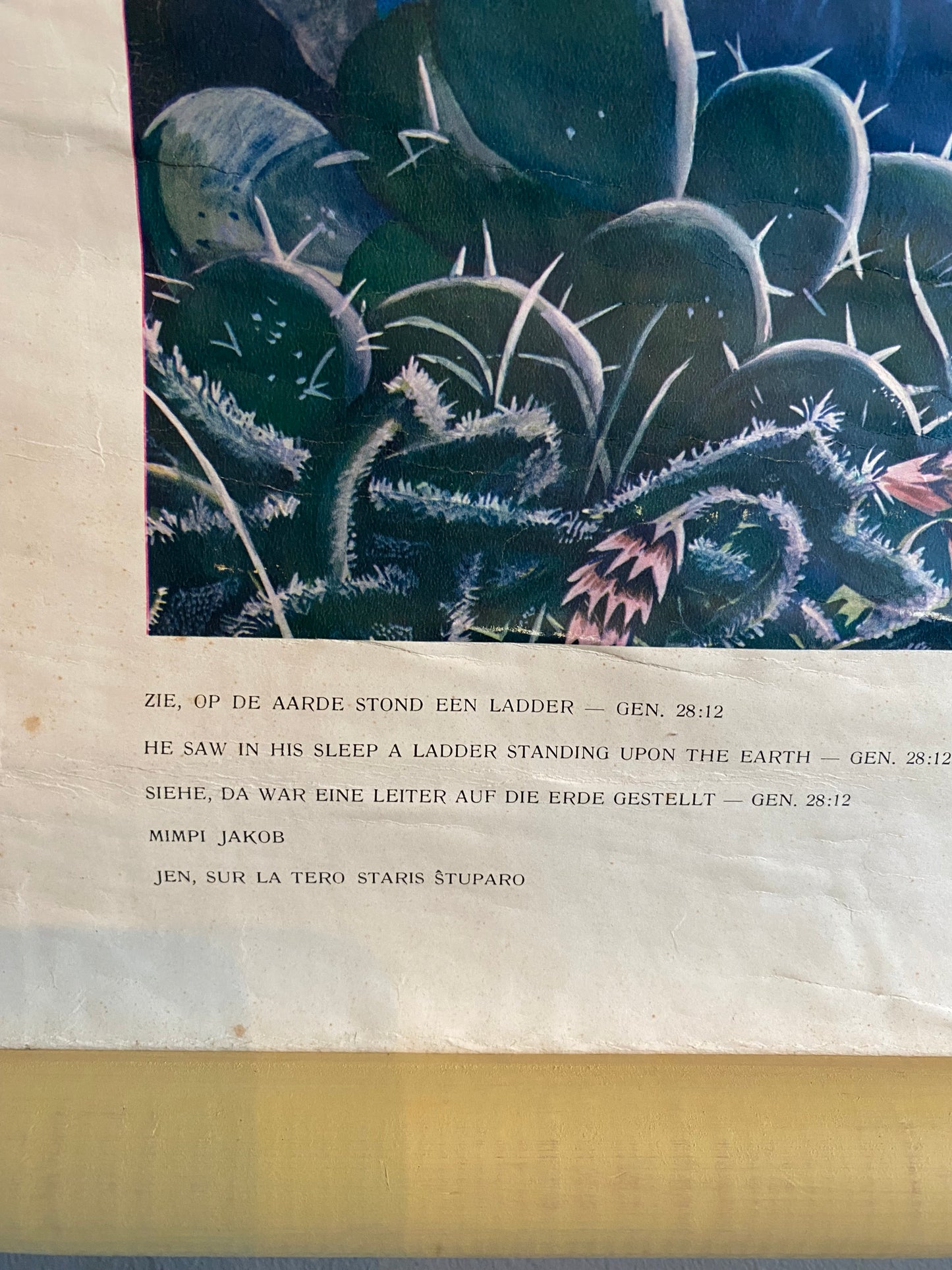 Dutch Biblical teaching aid, print by Ben Horsthuis on canvas Circa 1950’s