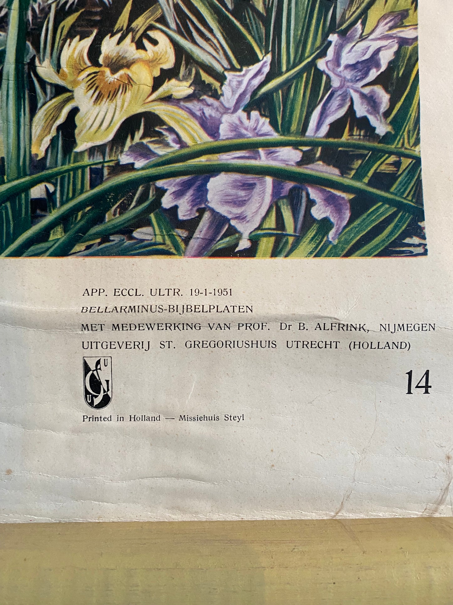 Dutch Biblical teaching aid, print by Ben Horsthuis on canvas. Circa 1950’s