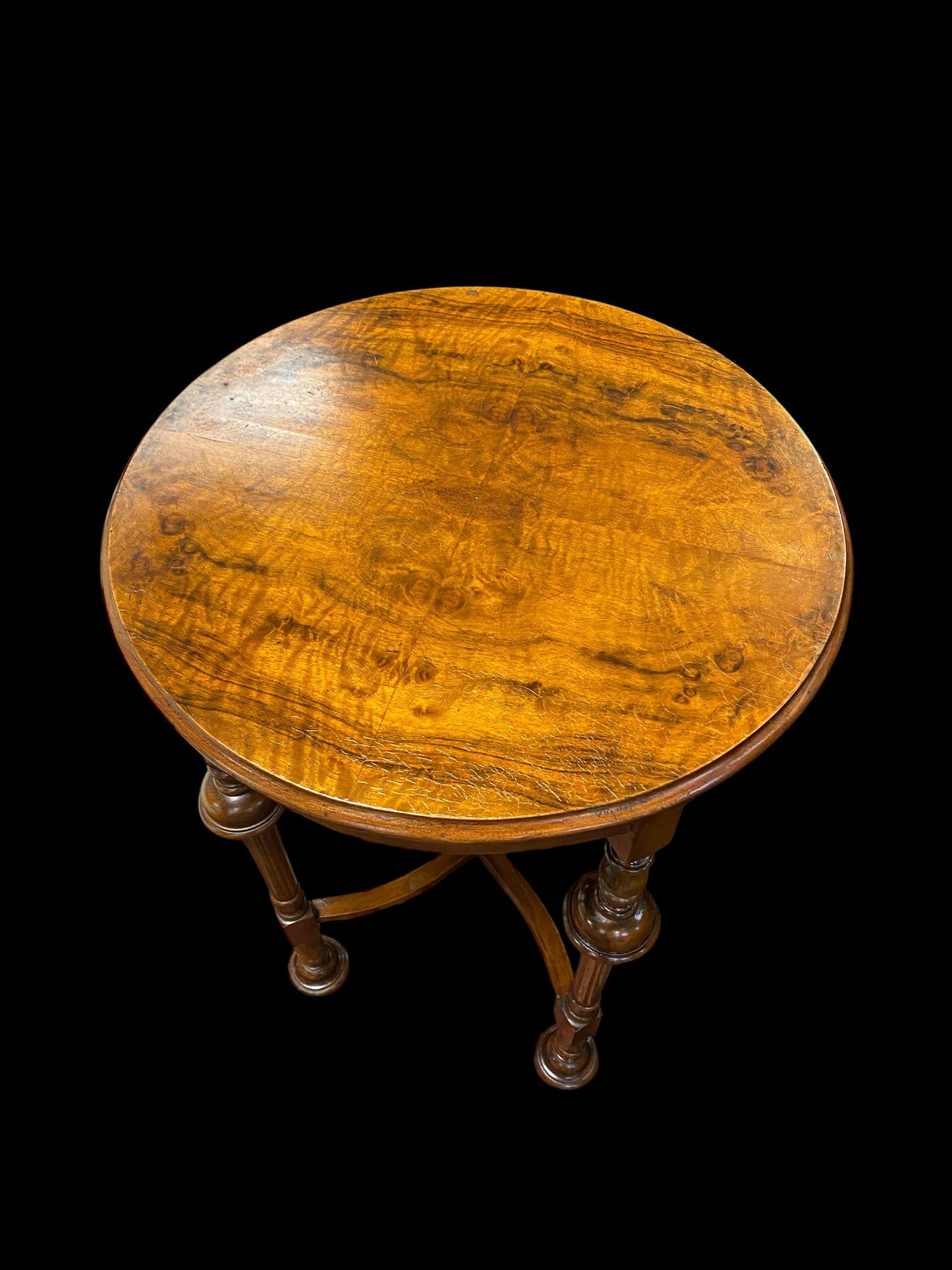 Edwardian circular walnut lamp table