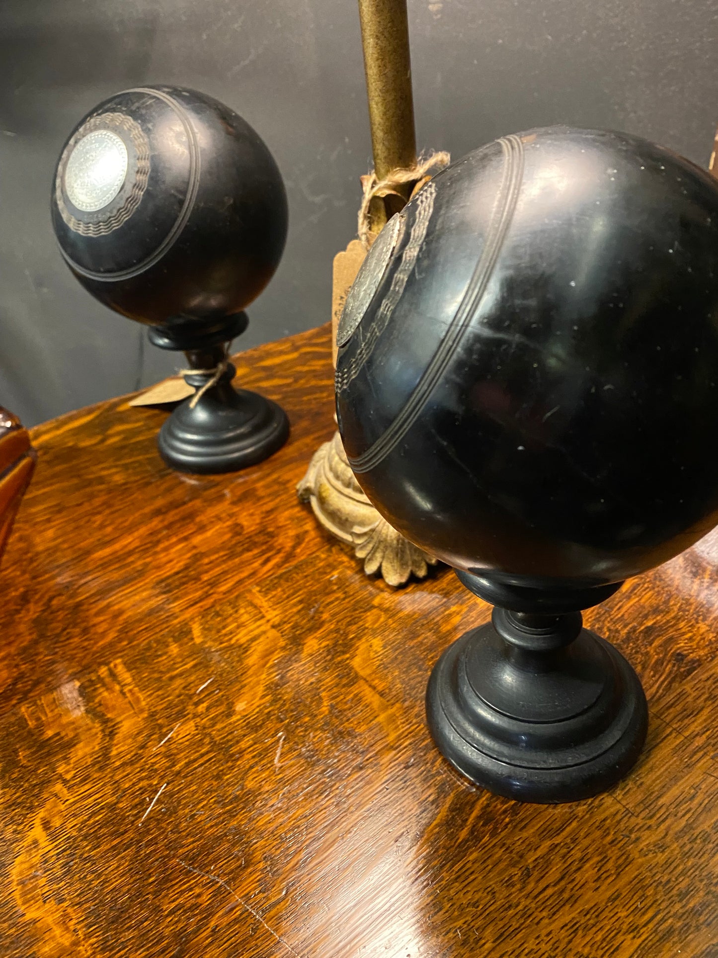 A pair of lawn bowls trophy’s on ebonised stands dated 1939