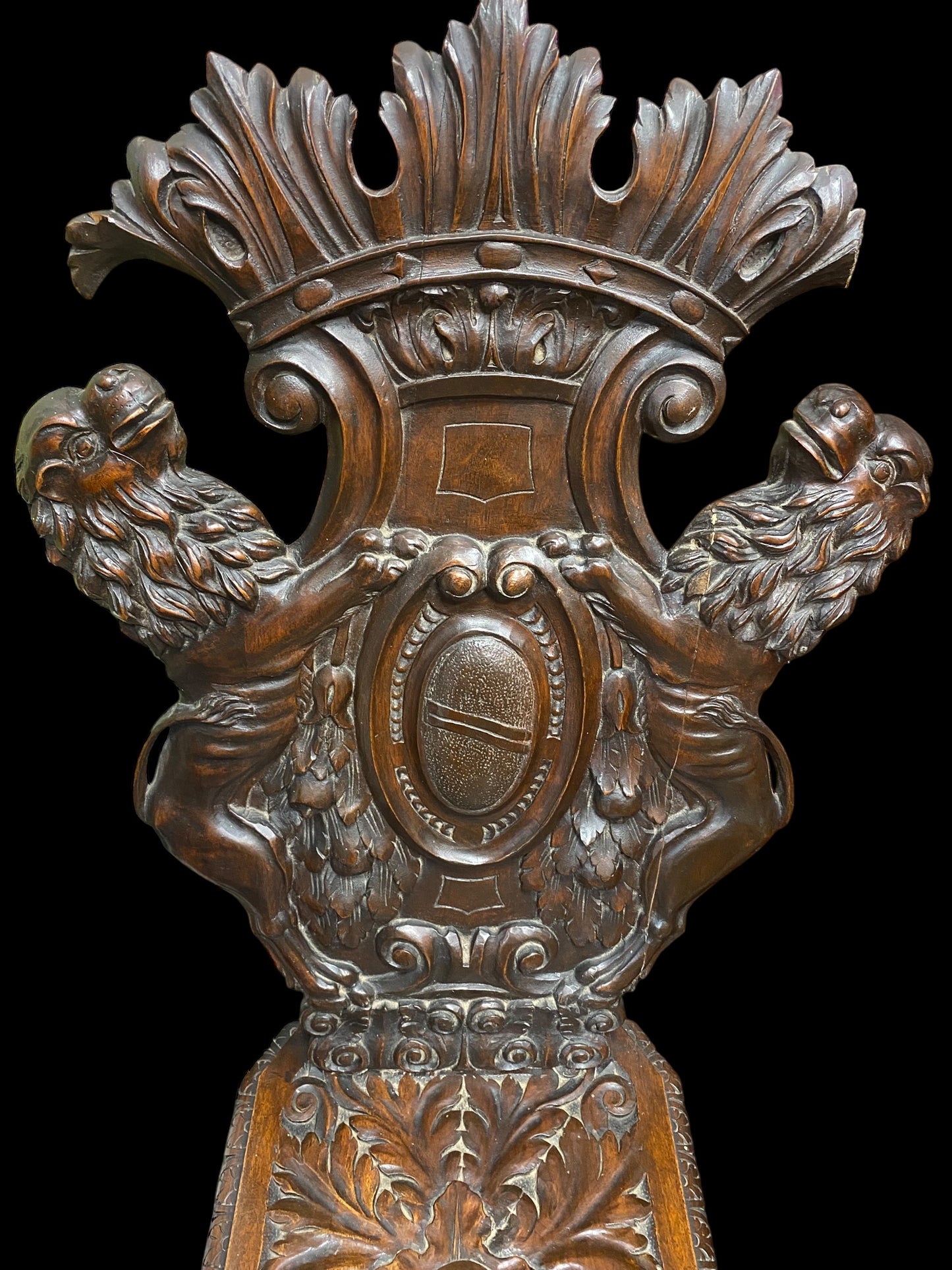 A Neo Renaissance Sgabello walnut chair, likely crafted around the 1800s