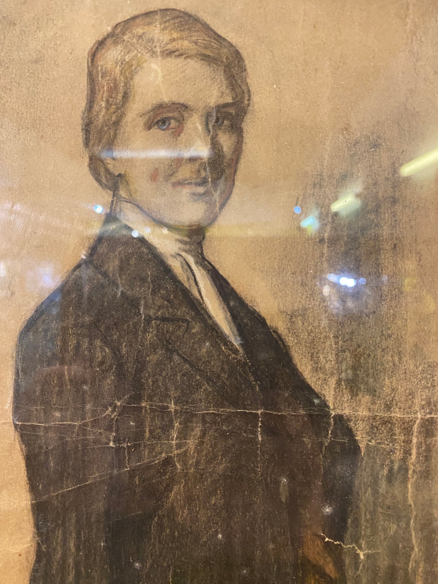 A 19th century mixed media portrait on a gentleman