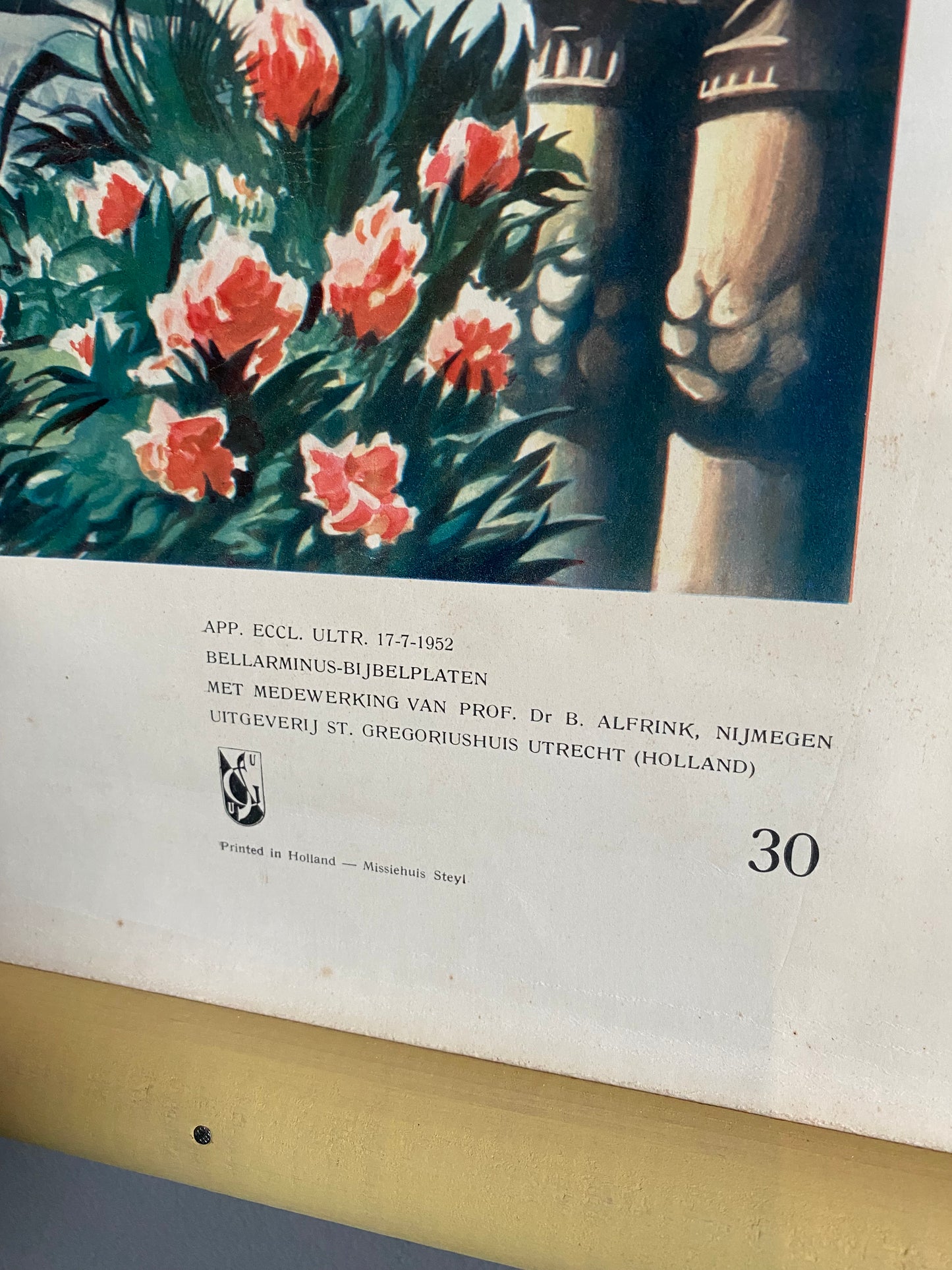 Dutch Biblical teaching aid, print by Ben Horsthuis on canvas. Circa 1950’s