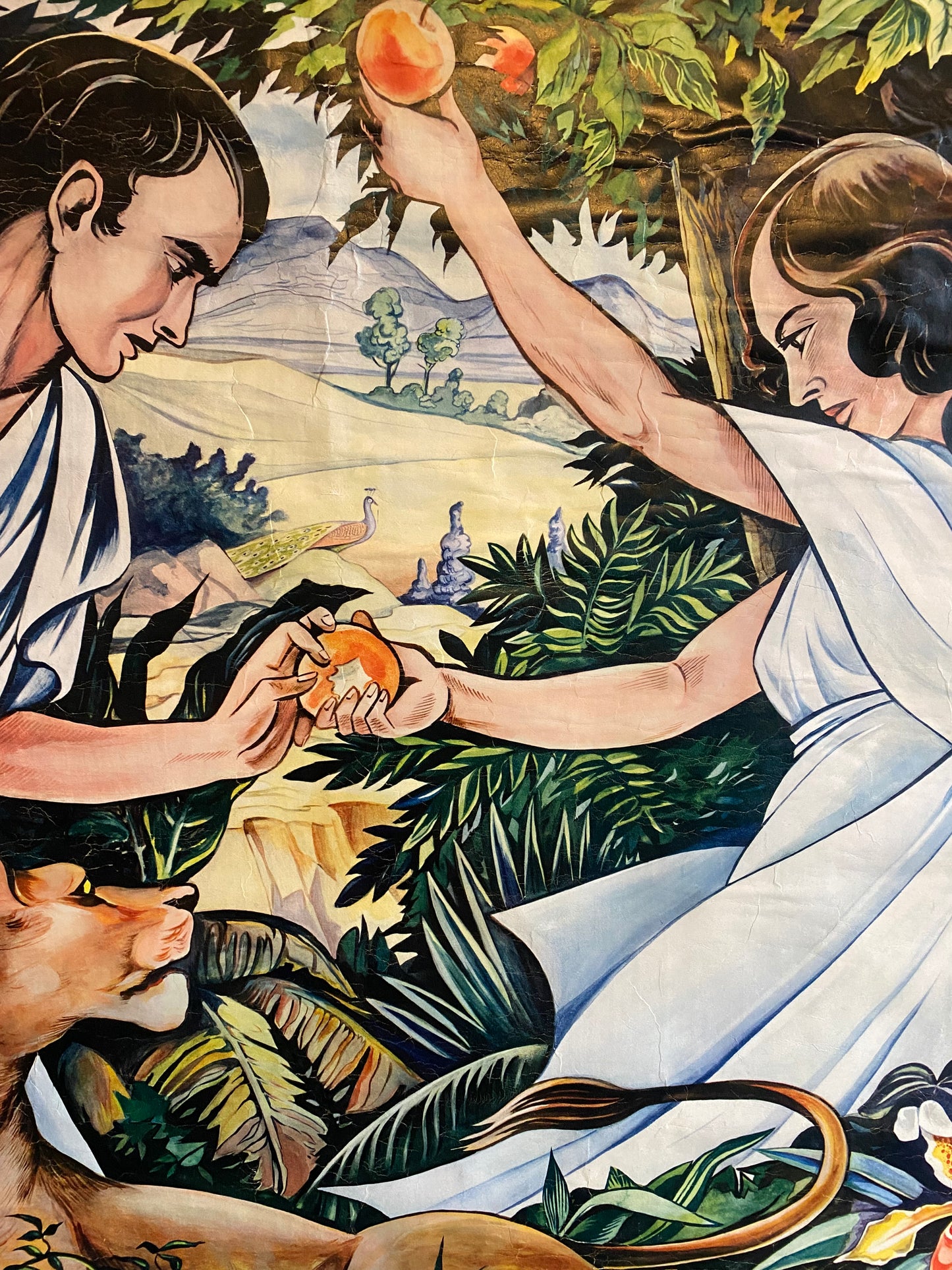 Dutch Biblical teaching aid, print by Ben Horsthuis on canvas. Circa 1950’s