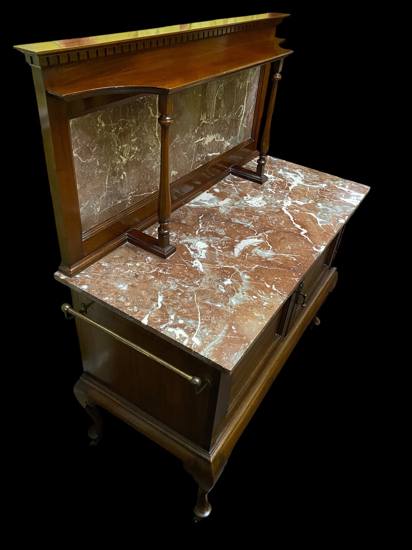 Edwardian mahogany Italian marble topped & backed wash stand
