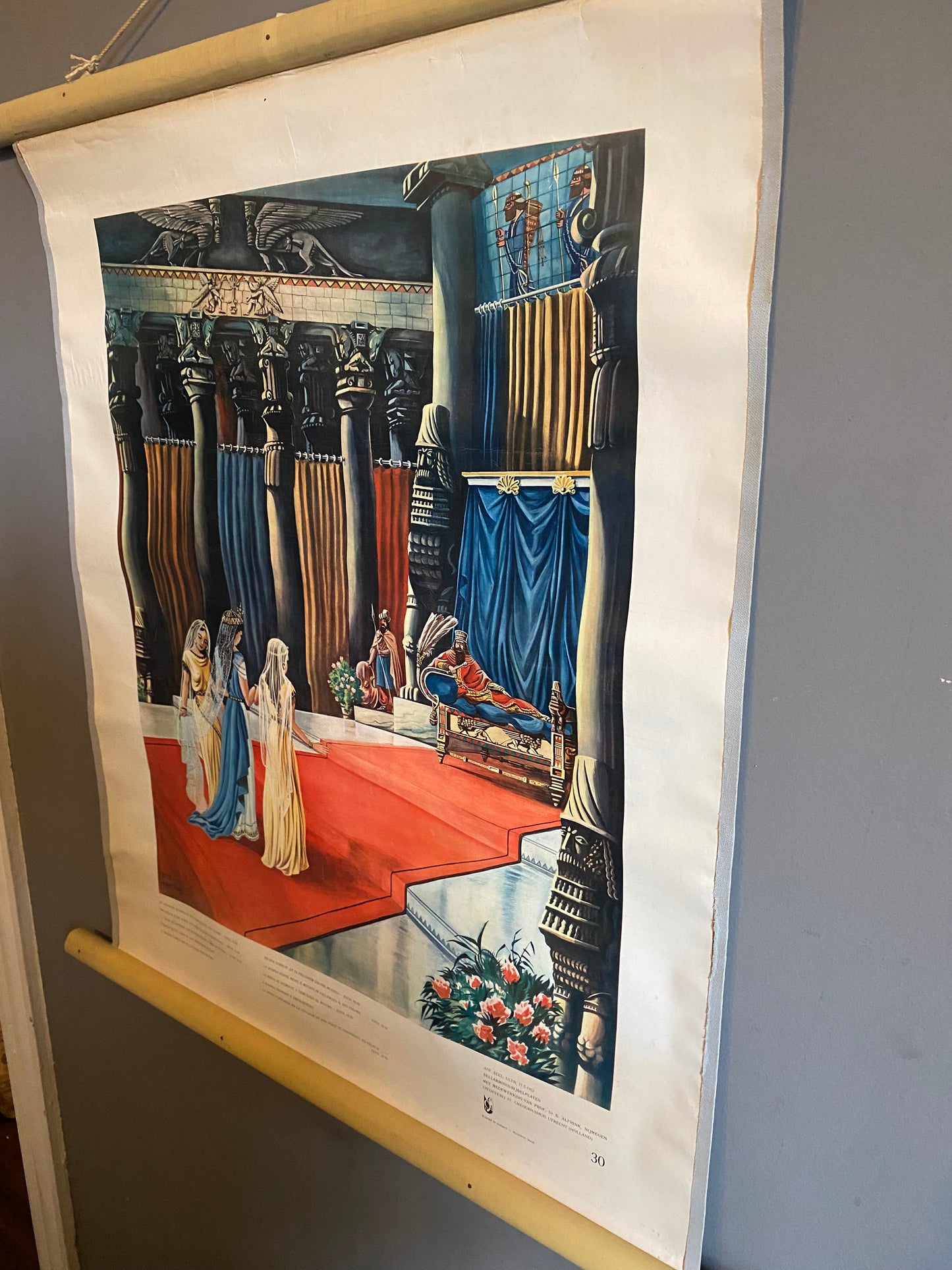 Dutch Biblical teaching aid, print by Ben Horsthuis on canvas. Circa 1950’s