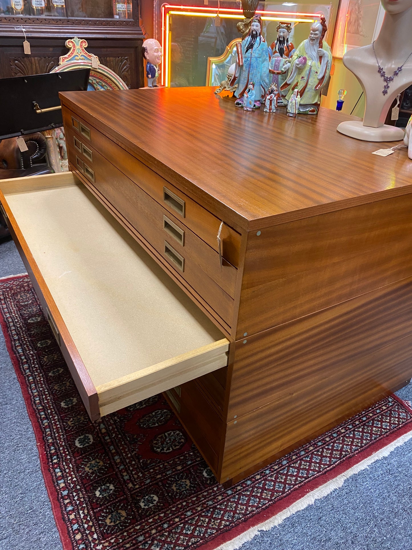 Large Teak sectional plan chest by Abbass