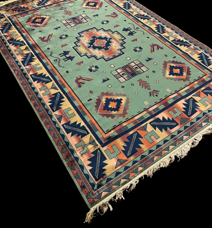 Vintage Ankara Aztec/Persian silk rug