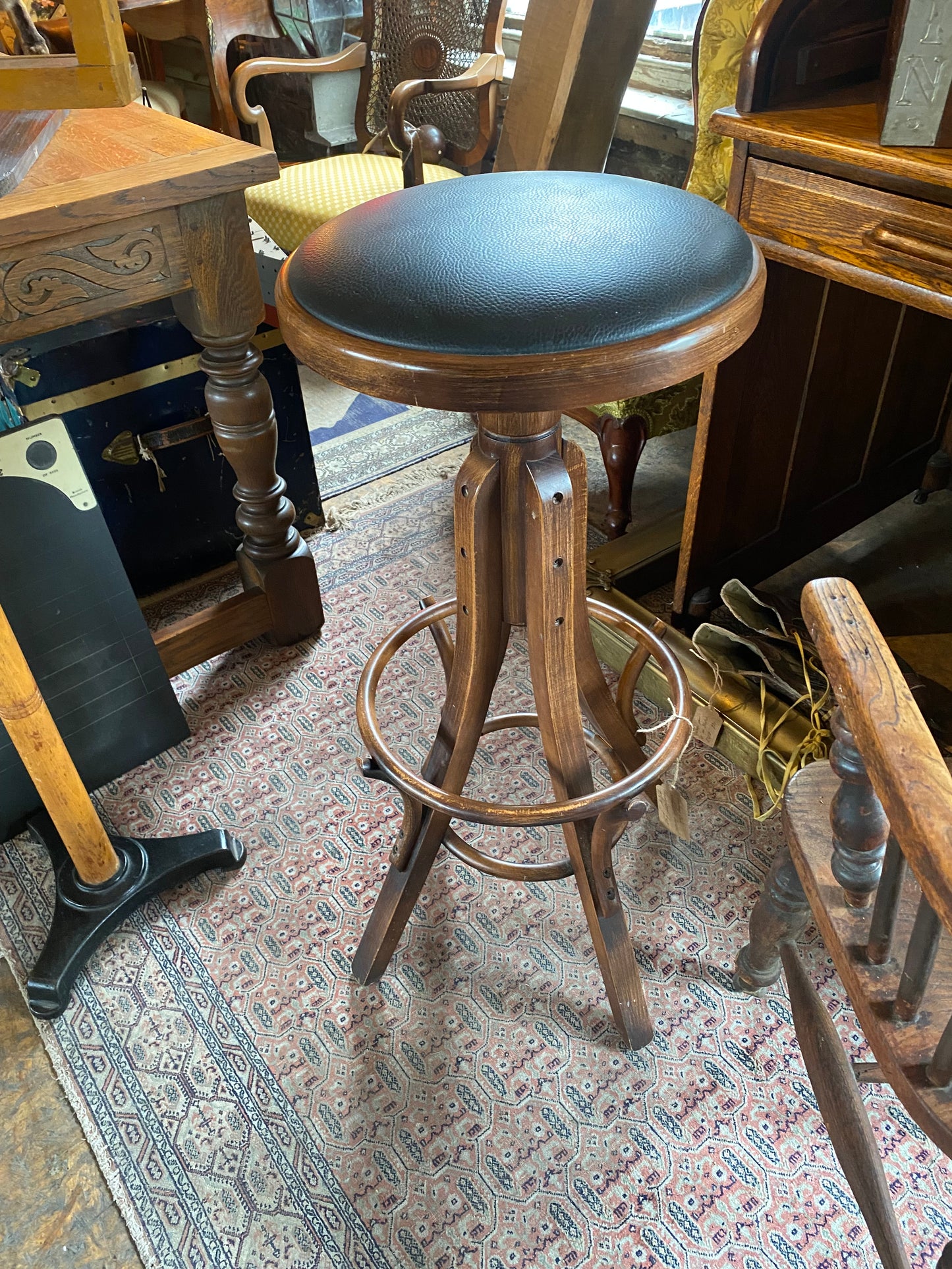 Vintage oak architect swivel stool