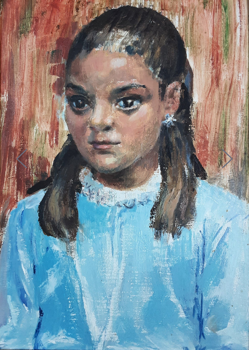 British school, portrait of a girl oil on board