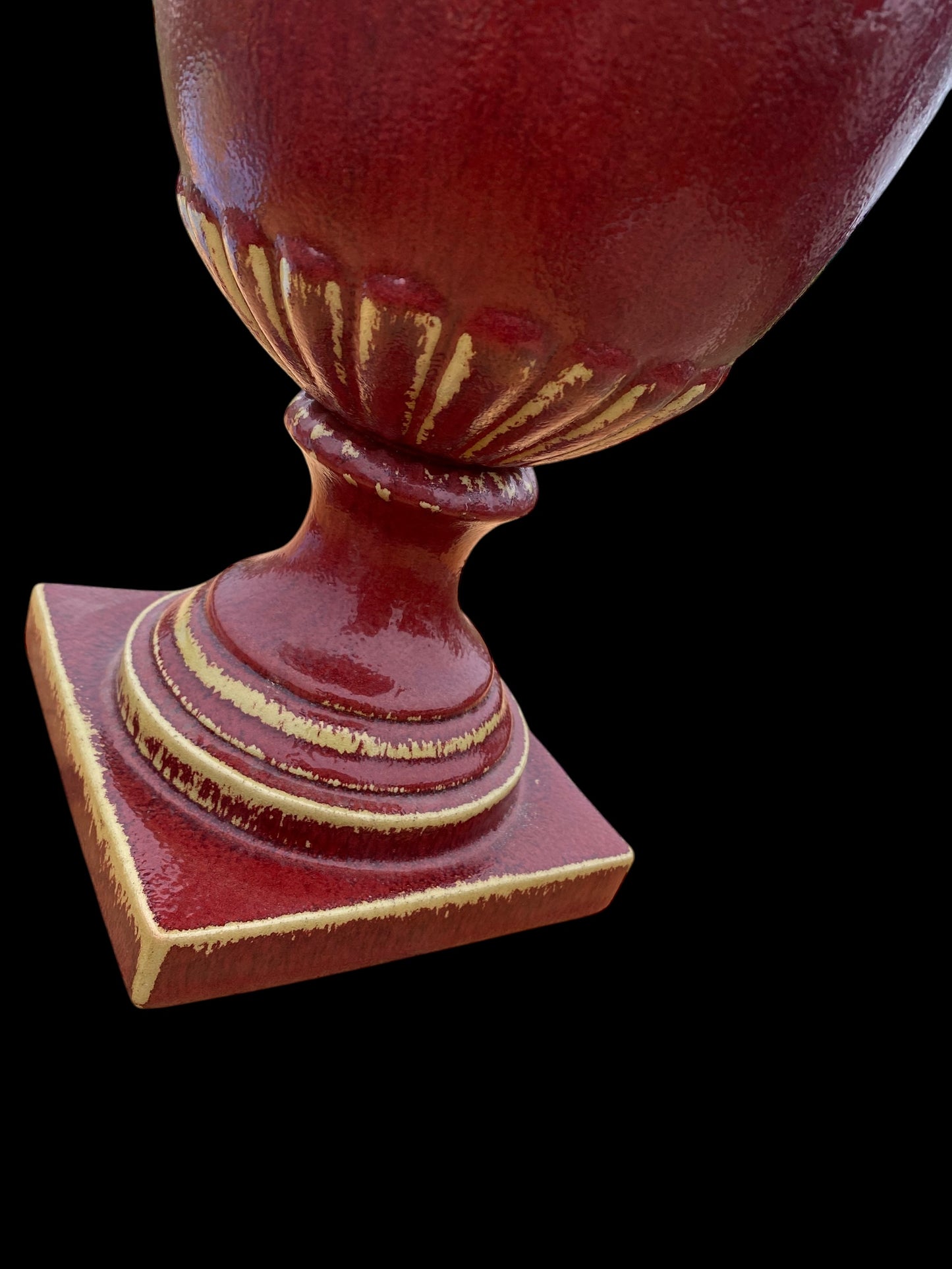 A large Victorian salt glazed red pottery urn