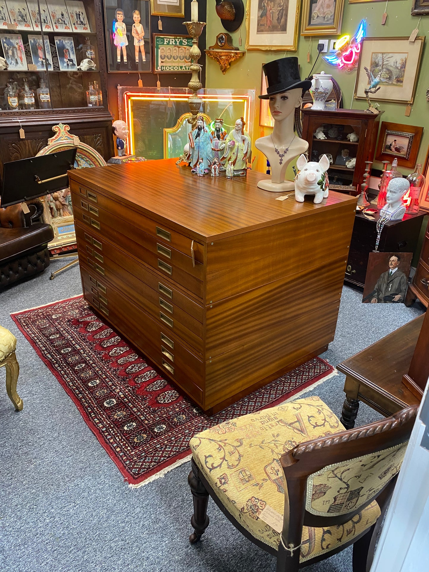 Large Teak sectional plan chest by Abbass