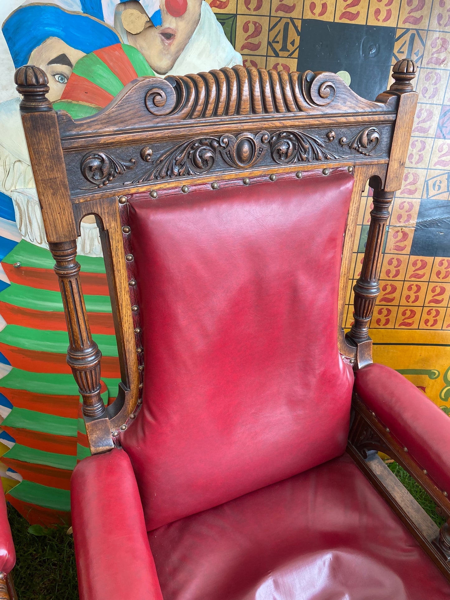 A pair of 19th century Oak his and her oak arm chairs