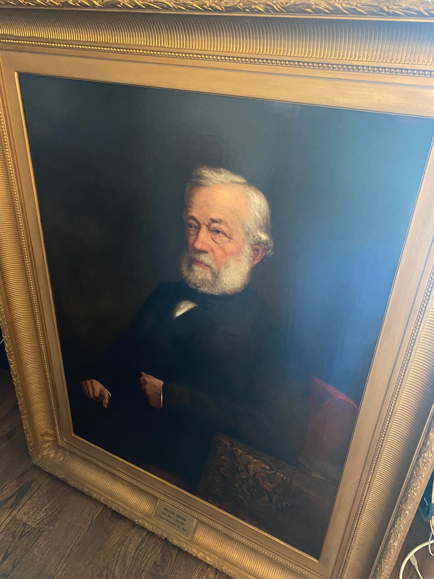 Large oil on canvas portrait of the industrialist William Brown