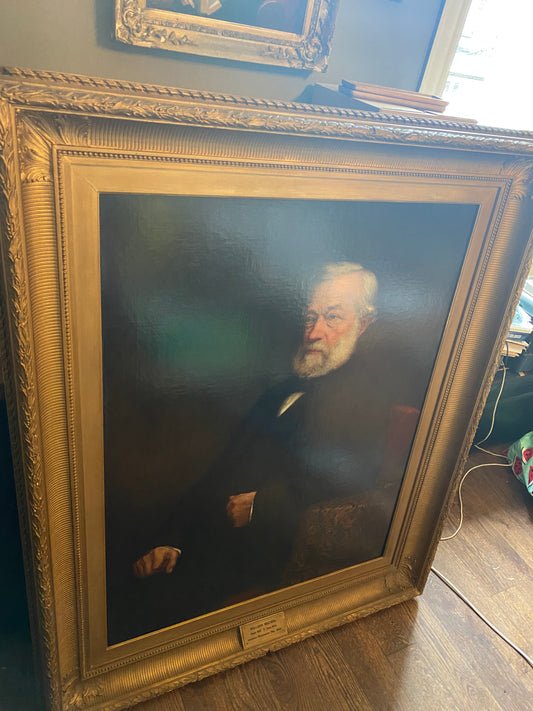 Large oil on canvas portrait of the industrialist William Brown