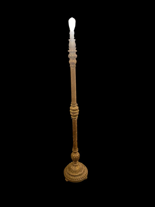 Late Victorian carved oak standard lamp