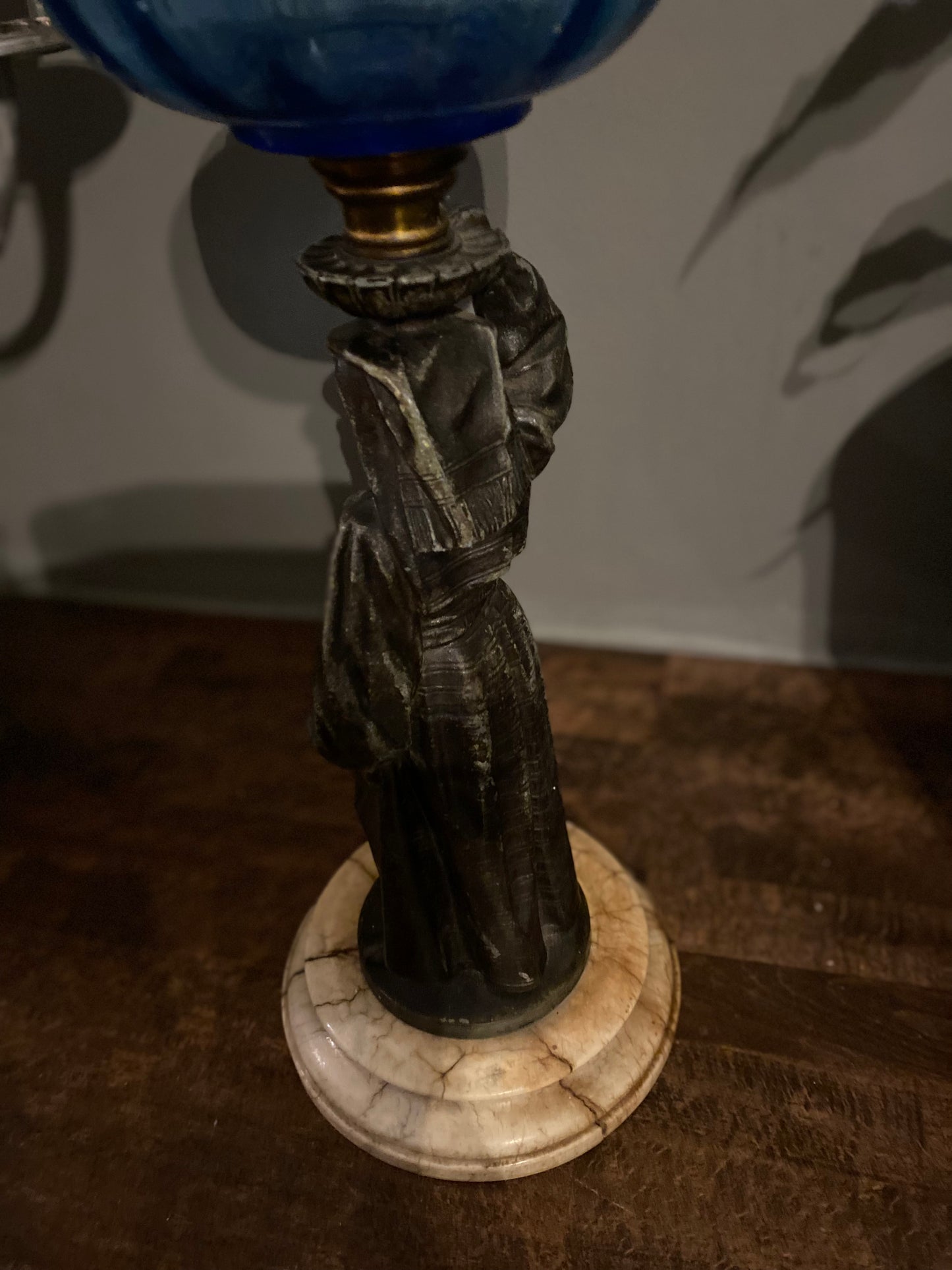 19th century bronze figural paraffin lamp base