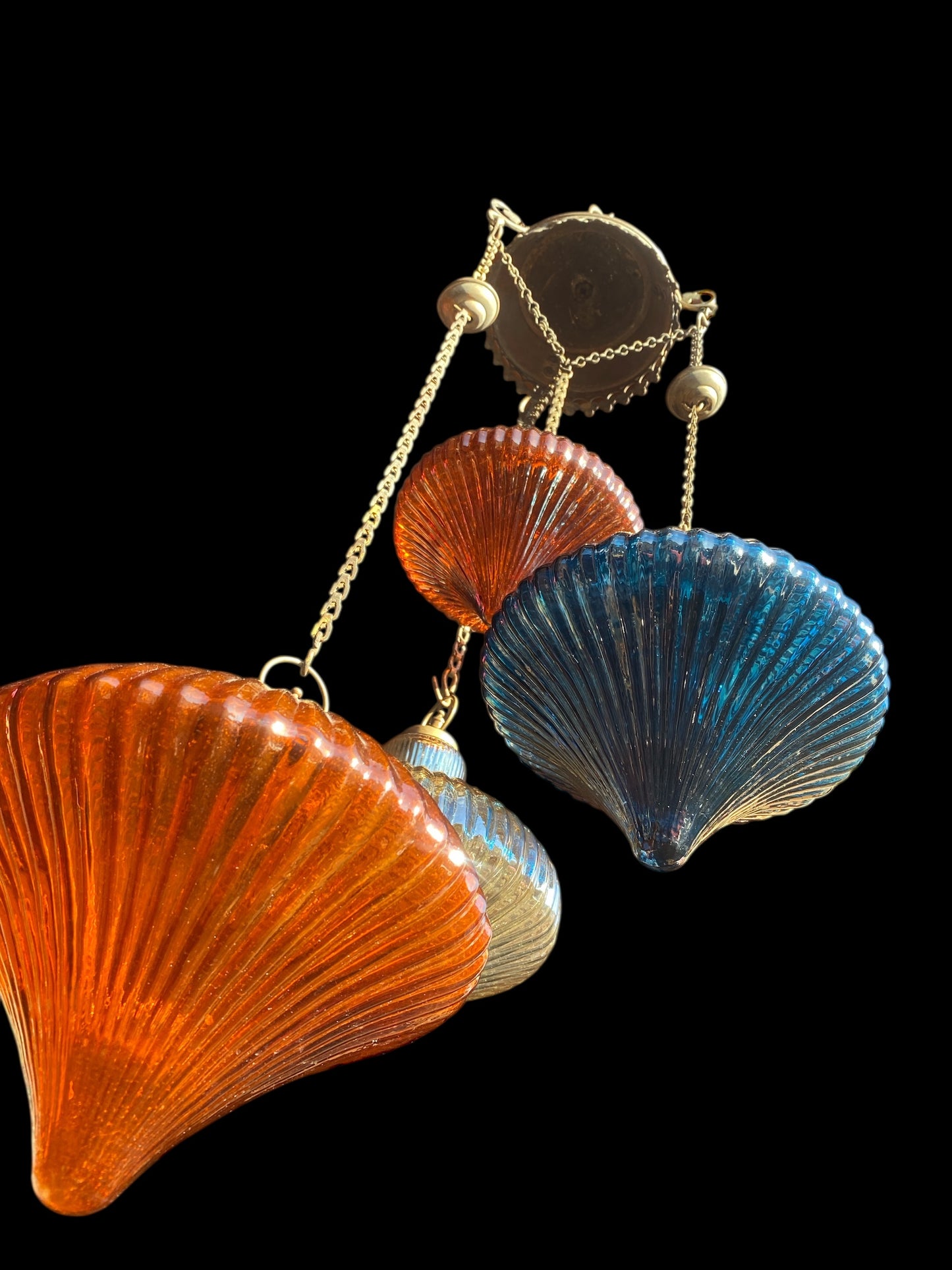 Vintage holophane glass pendant chandelier