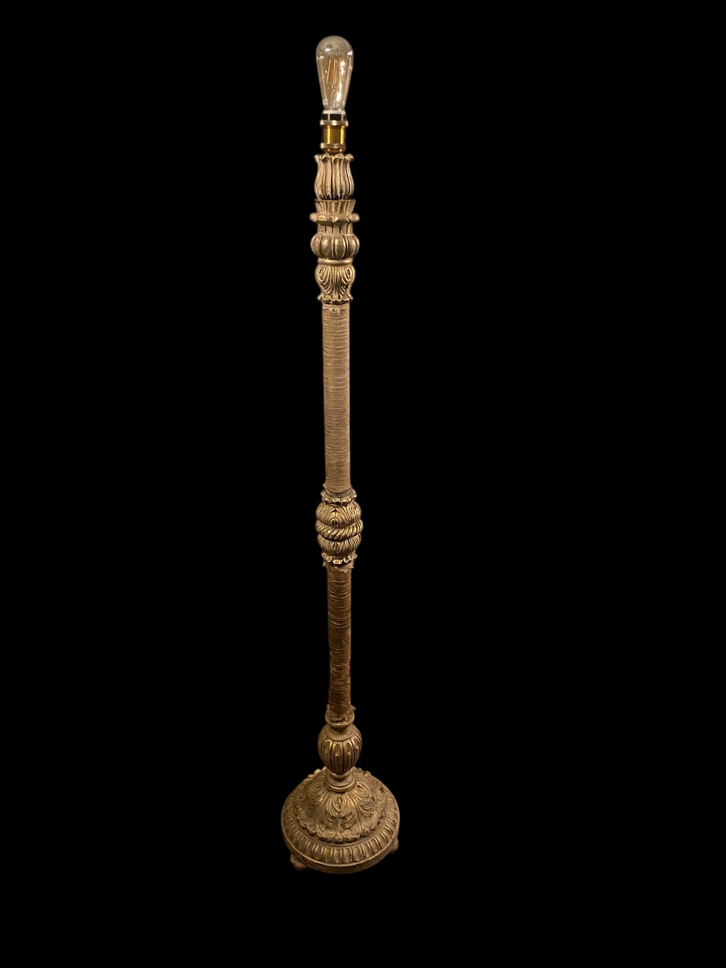 Late Victorian carved oak standard lamp