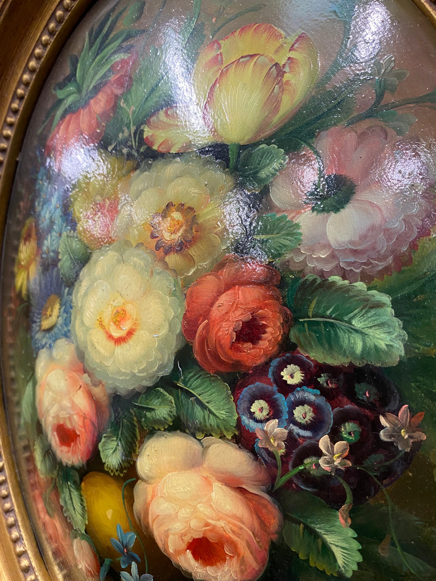 Antique convex still life oil painting