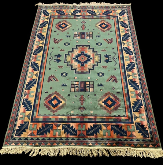Vintage Ankara Aztec/Persian silk rug