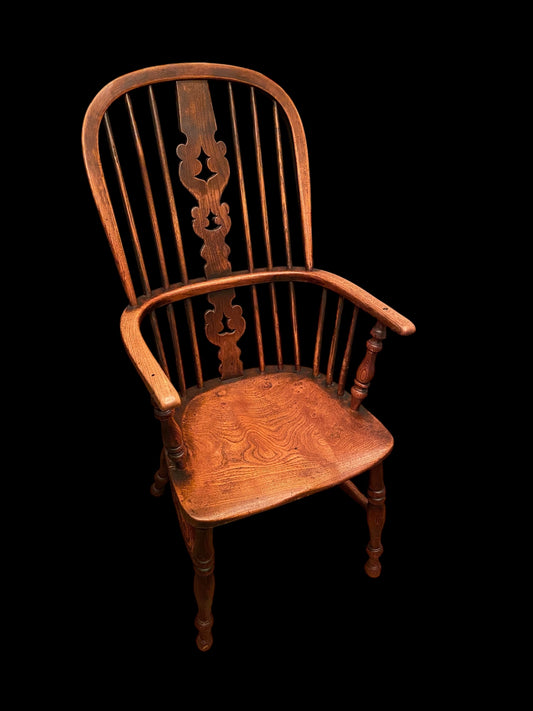English Elm high back Windsor armchair