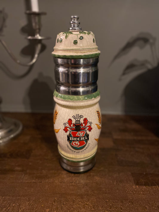 Large Becks ceramic advertising beer pump top