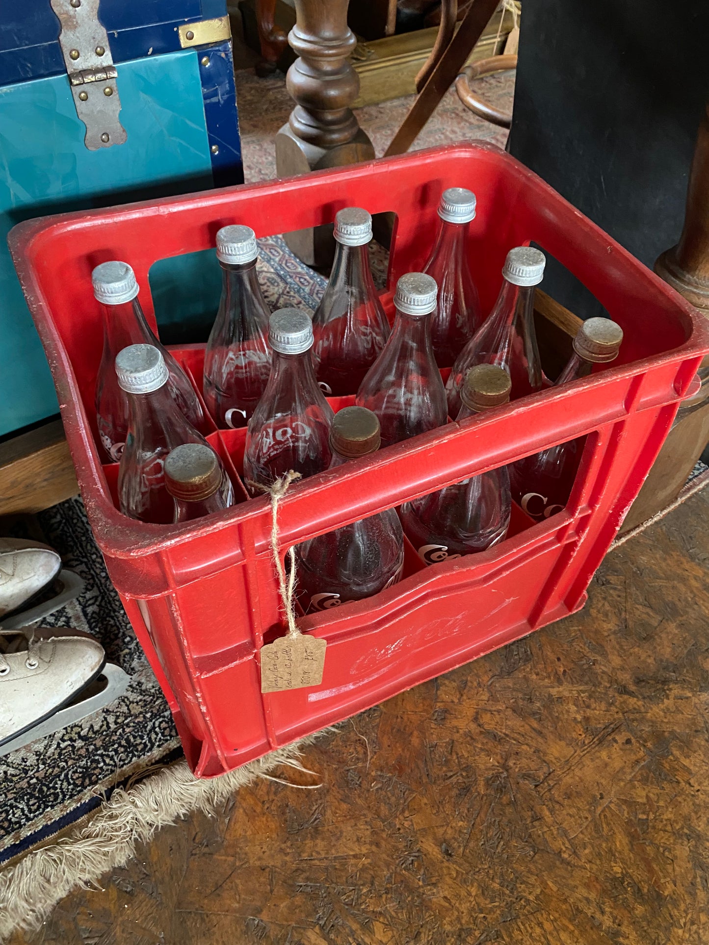 Vintage Coca-Cola crate with 12 original 12’ bottles