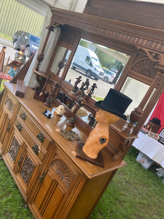 A large 19th century oak and mirror back dresser. Produced by John Taylor & Son of Edinburgh