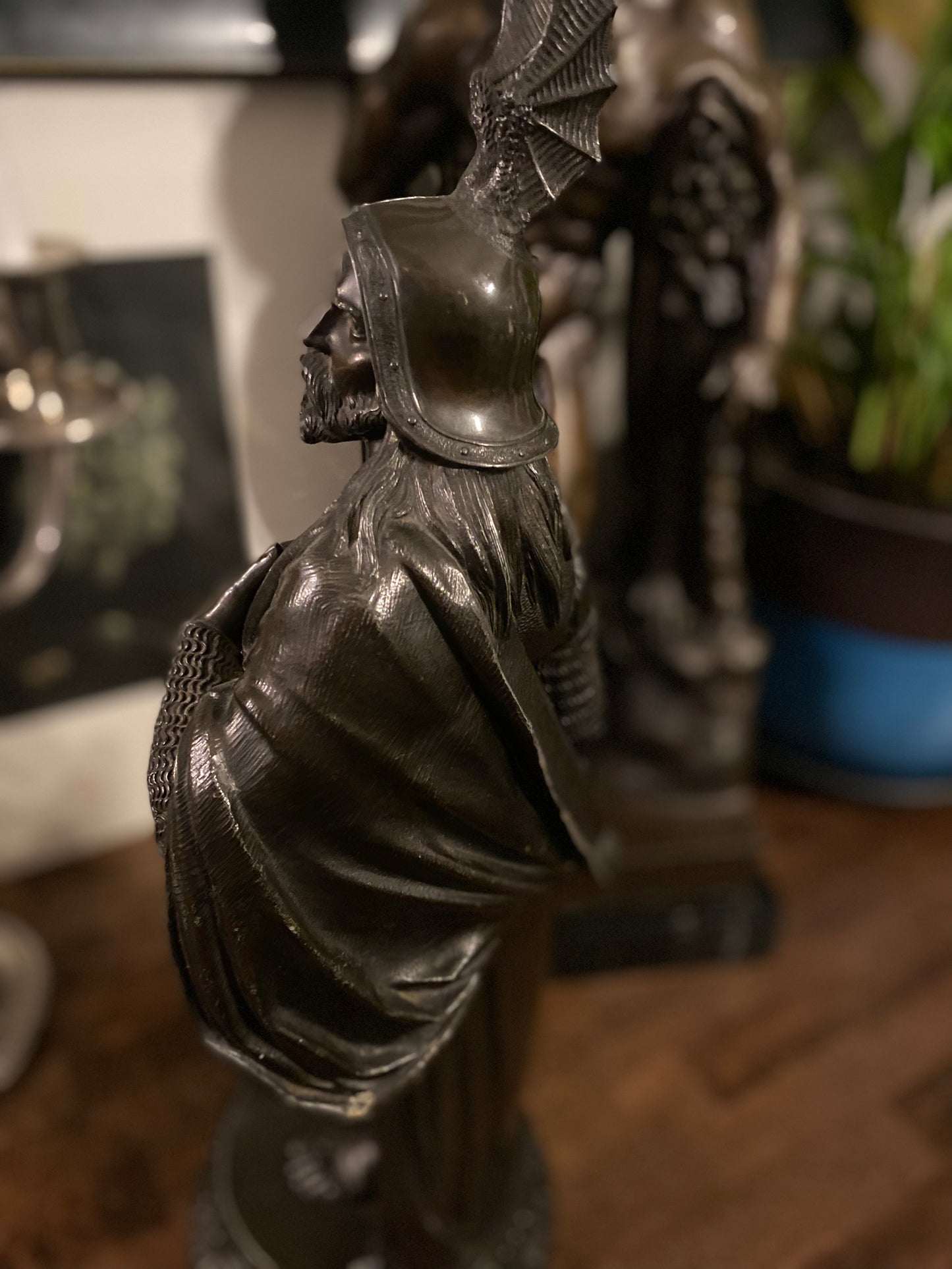 20th Century Spelter figure of a warrior in a winged helmet