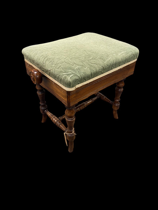 Victorian rosewood and walnut adjustable piano stool