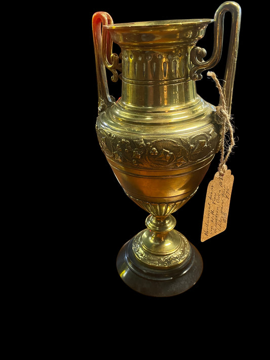 Neoclassical style gilt brass urn vase