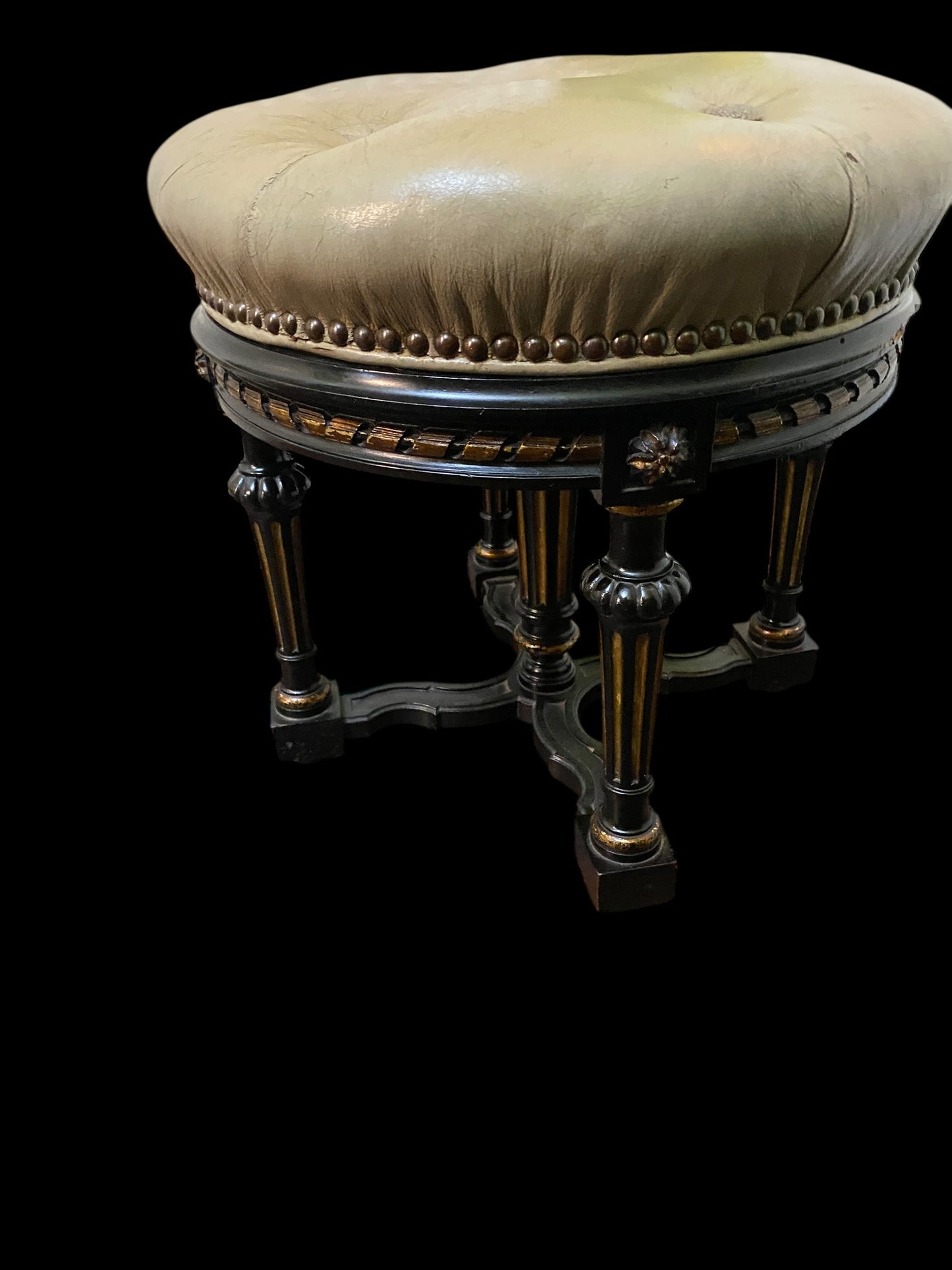 19th Century Holland & Son’s ebony and gilt circular stool
