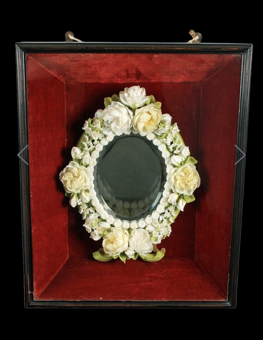 Victorian oval wax dressing mirror in case c.1890