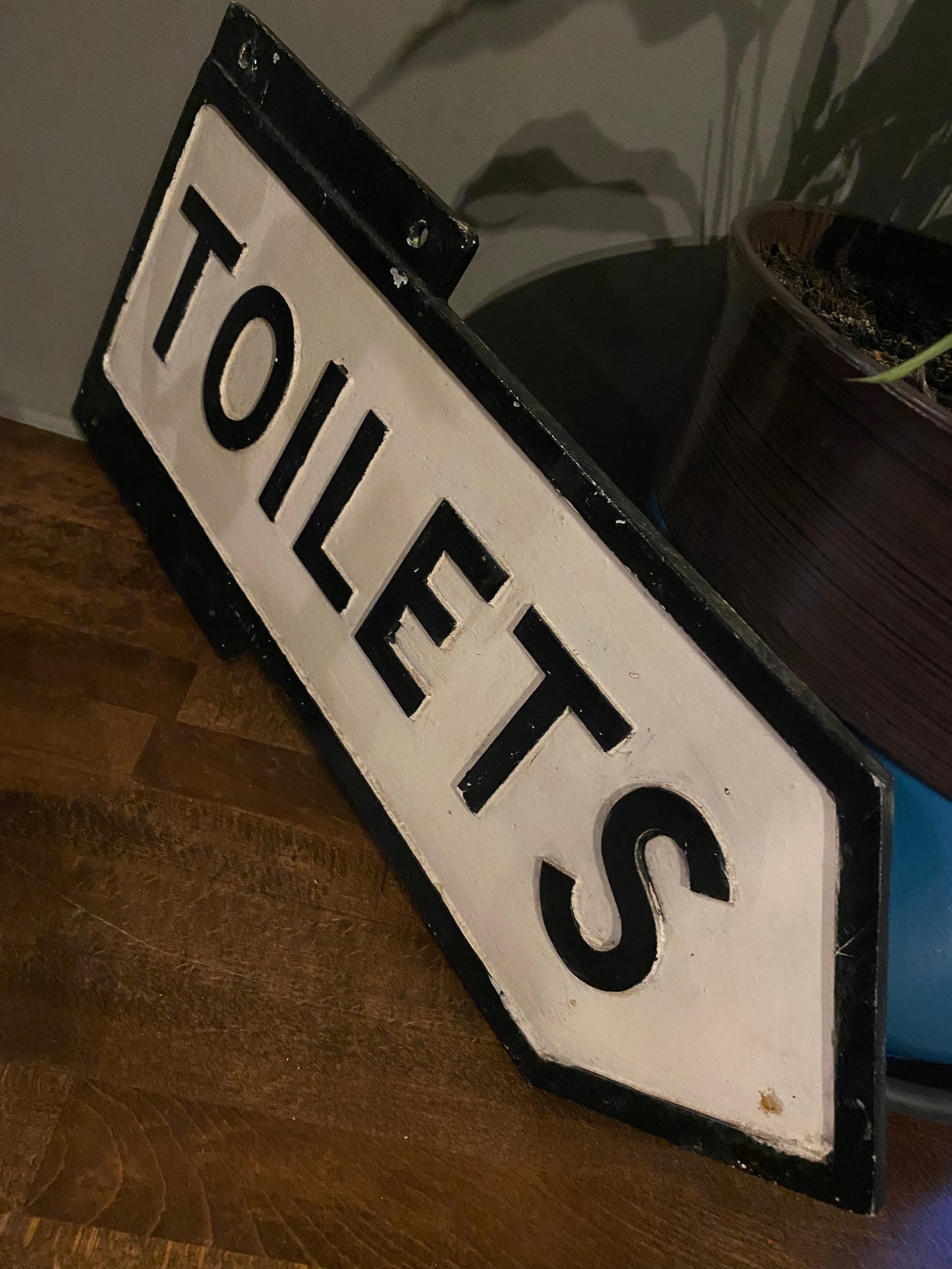 Original double sided cast aluminium enameled Toilets sign