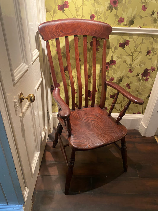 A 19th Century slat back Windsor grandfather armchair