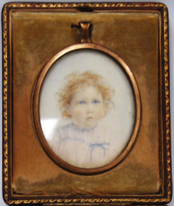 19th century oval child’s portrait miniature watercolour