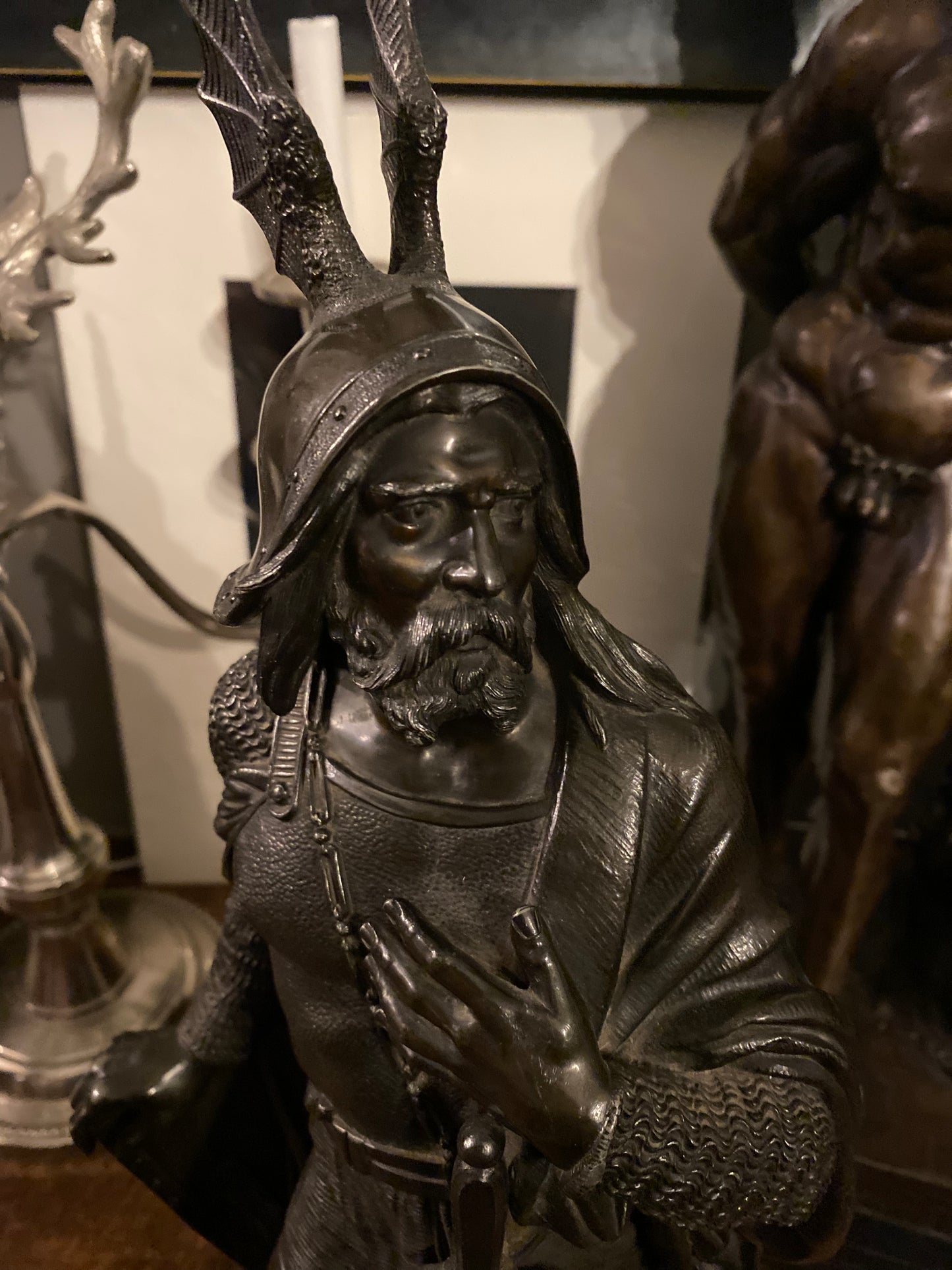 20th Century Spelter figure of a warrior in a winged helmet