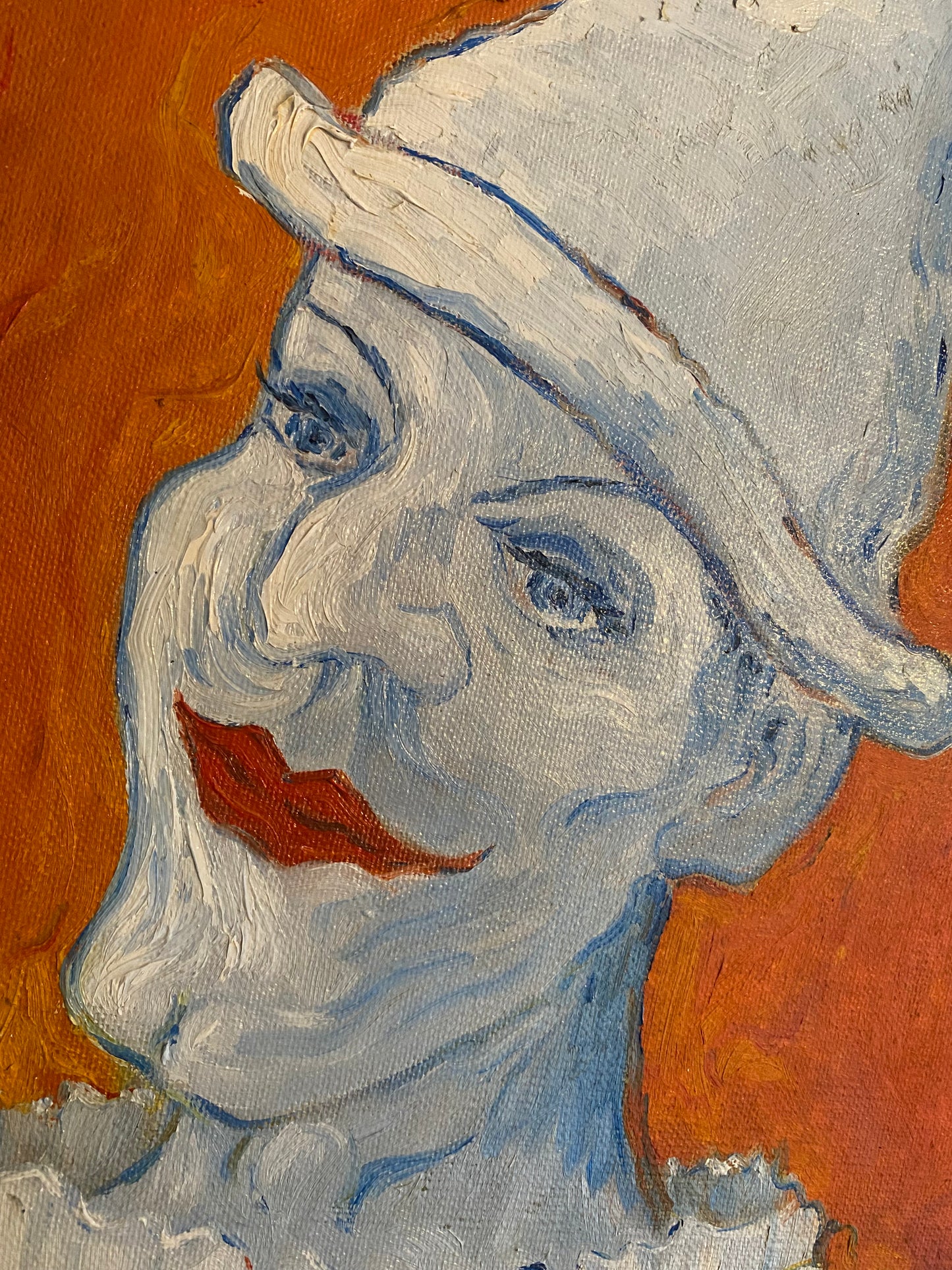 Vintage oil on board portrait of a clown by Terrance Mitchell