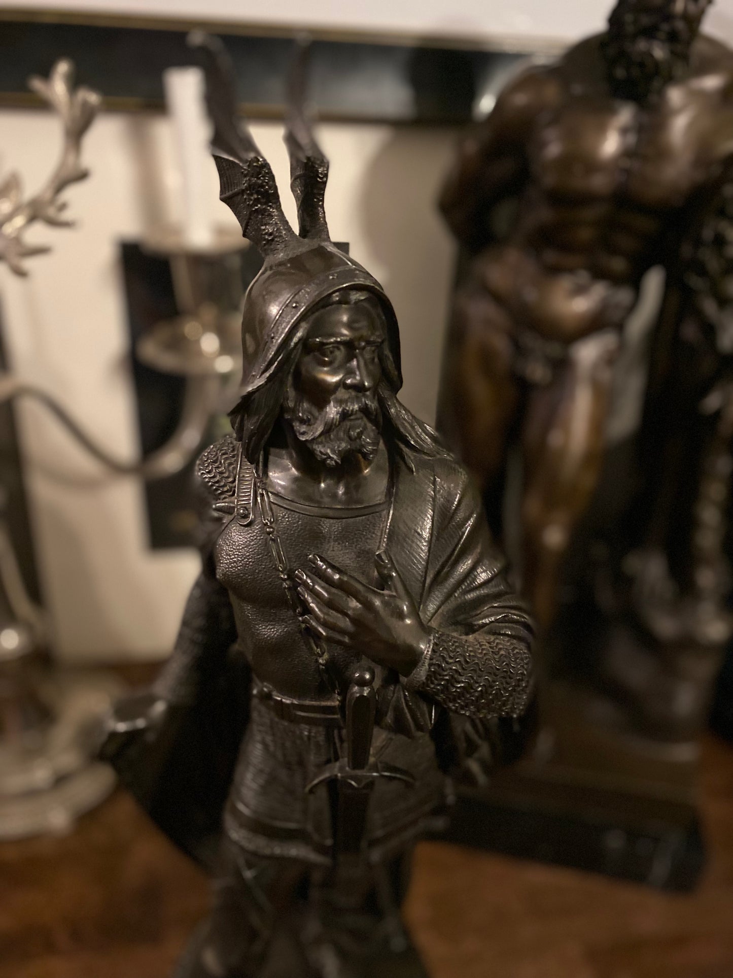 20th Century Spelter figure of a warrior in a winged helmet