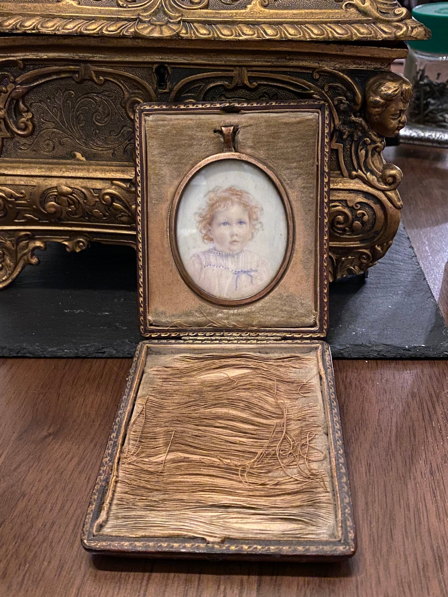 19th century oval child’s portrait miniature watercolour