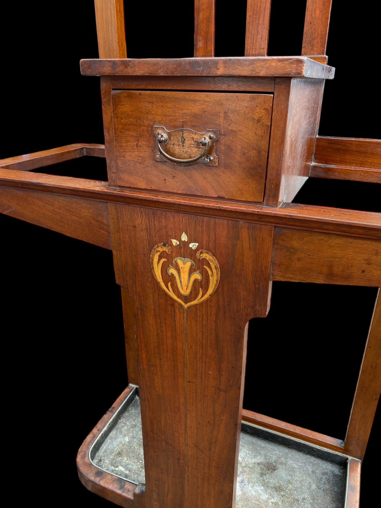 Arts & Crafts mahogany hall stand